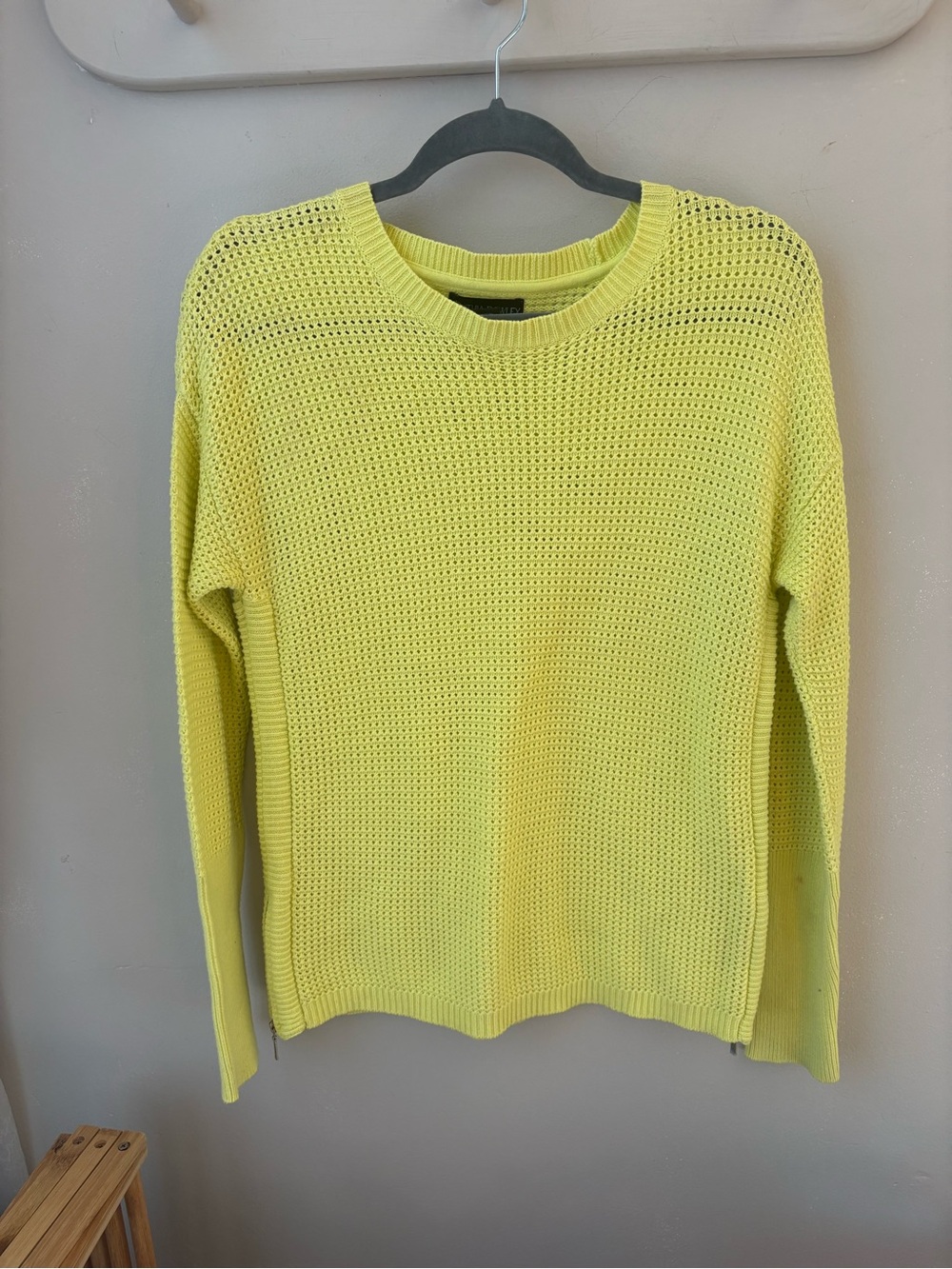 Cynthia Rowley Lemon Yellow Open-Knit Sweater